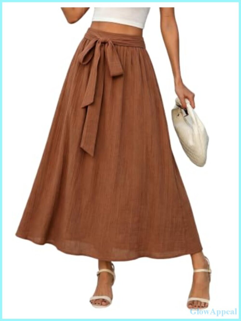 High Waisted Midi Skirt with Pockets A-Line Flowy Long Skirt